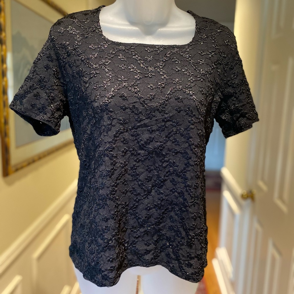 NICOLA Black embossed lace pattern blouse, Size L